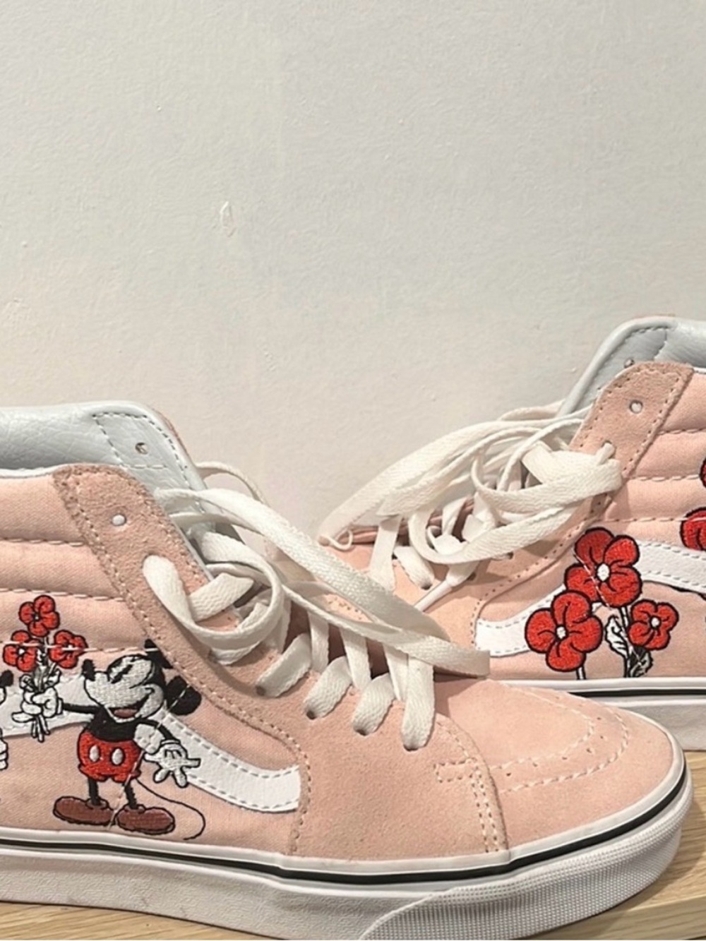 Vans High-Top Sneakers Pink with Mickey & Minnie Graphic